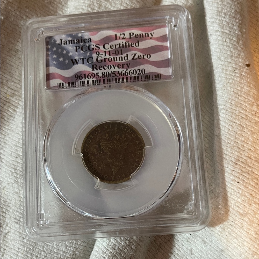 Jamaica 1/2 Penny Coin in Display Case